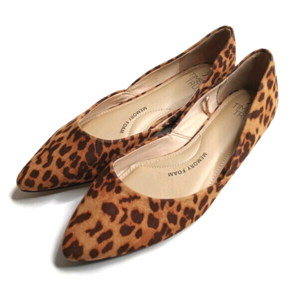 Time and Tru Animal Leopard Print Pointy Flats 7
